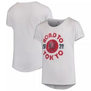 Girls Youth Team USA - 2020 Olympics - Road to Tokyo Badge of USA, White T-Shirt